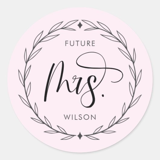 Bruidsfeest Mrs.Typography Ronde Sticker (Voorkant)