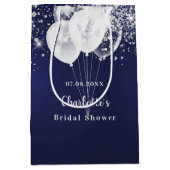 Bruidsfeest navyblauwe witte glitterballonnen medium cadeauzakje (Voorkant)