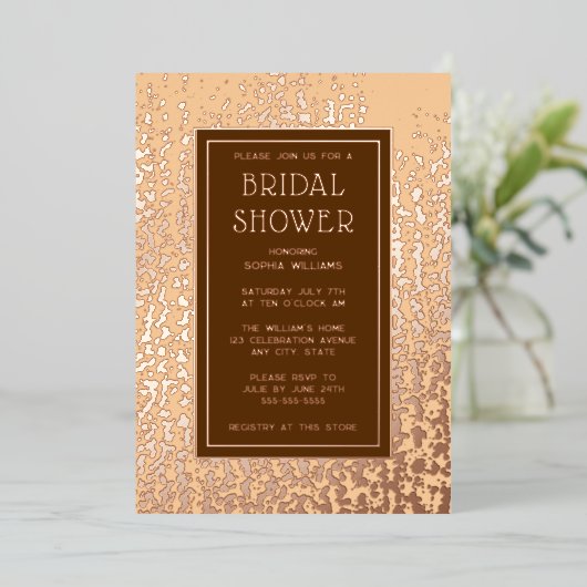 Bruidsfeest Nodig Kaart Glam Roos Gold Sjabloon ui (Staand Voorkant)