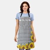 Bruidsfeest of Verjaardag Dames Zonnebloem Gingham Schort (Gedragen)