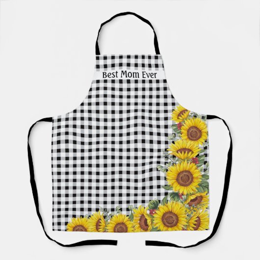 Bruidsfeest of Verjaardag Dames Zonnebloem Gingham Schort (Voorkant)