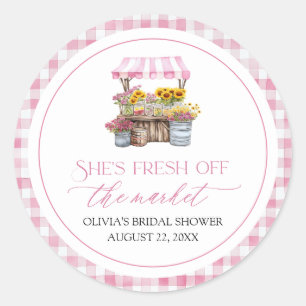 Bruidsfeest op de markt 'Fresh Off The Market' Ronde Sticker