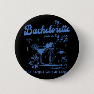 Bruidsfeest op het strand laatste toast aan de kus ronde button 5,7 cm