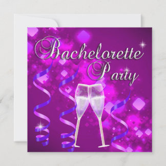Bruidsfeest Paarse Champagneglas Zwart Kaart