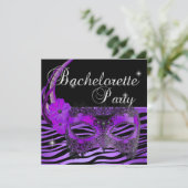 Bruidsfeest Paarse Masker Zwart Kaart (Staand voorkant)