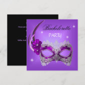 Bruidsfeest Paarse Masker Zwart Kaart (Voorkant / Achterkant)