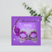 Bruidsfeest Paarse Masker Zwart Kaart (Staand voorkant)