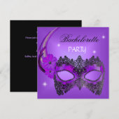 Bruidsfeest Paarse Masker Zwart Kaart (Voorkant / Achterkant)