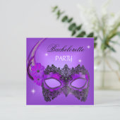 Bruidsfeest Paarse Masker Zwart Kaart (Staand voorkant)