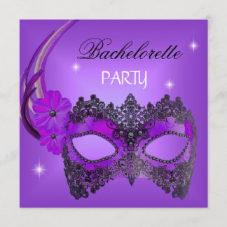 Bruidsfeest Paarse Masker Zwart Kaart