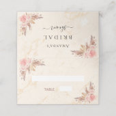 Bruidsfeest pampagras blozende bloemen marmer plaatskaartje (Buitenkant ongevouwen)