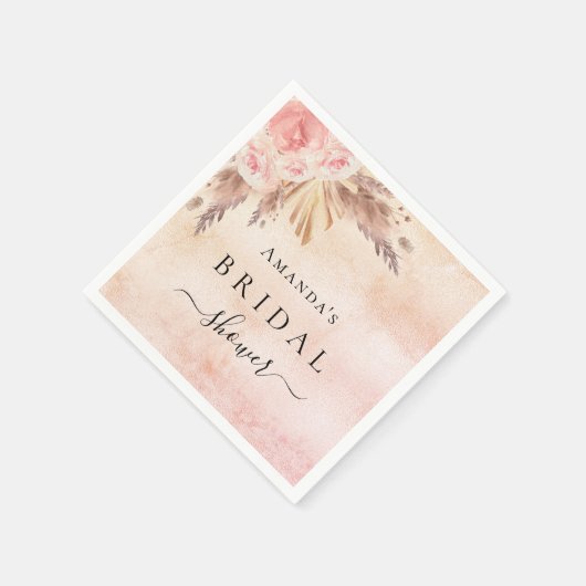 Bruidsfeest pampagras roze goud roze bloemstuk servet (Hoek)