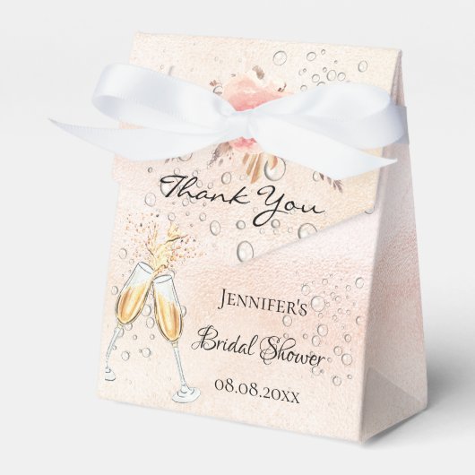 Bruidsfeest pampas gras bubbel brunch bedankdoosjes (Voorkant Zijde)