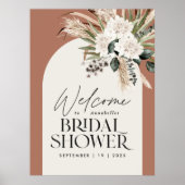 Bruidsfeest pampas gras moderne terracotta chic poster (Voorkant)