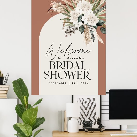 Bruidsfeest pampas gras moderne terracotta chic poster (Thuiskantoor)