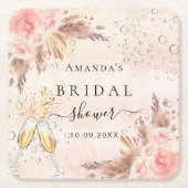 Bruidsfeest pampas roze goud bubbel kartonnen onderzetters (Voorkant)