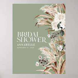 Bruidsfeest pampas terracotta modern salie groen poster