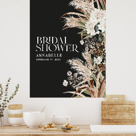 Bruidsfeest pampas terracotta modern zwart schuim poster