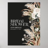 Bruidsfeest pampas terracotta moderne zwarte schui poster (Voorkant)