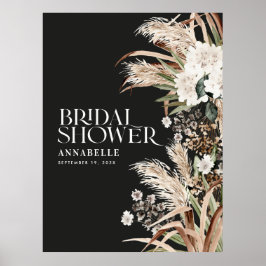 Bruidsfeest pampas terracotta moderne zwarte schui poster