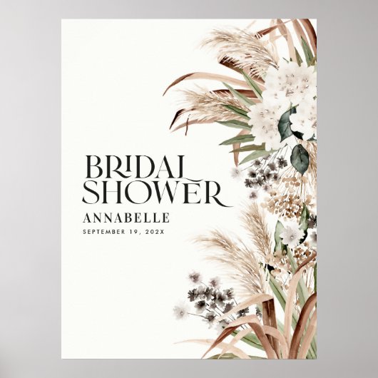 Bruidsfeest pampas welkom moderne boho feest poster (Voorkant)