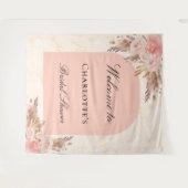 Bruidsfeest pampasgras roze goud blozende boog wandkleed (Voorkant (horizontaal))