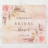 Bruidsfeest pampasgras roze goud sparkling wijnetiket (Enkel label)