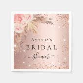 Bruidsfeest pampasgras roze gouden bloemen servet (Voorkant)