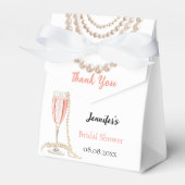 Bruidsfeest parels Prosecco roze bubbels Bedankdoosjes (Voorkant Zijde)