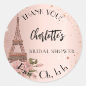Bruidsfeest Paris Eiffeltoren dank je Ronde Sticker (Voorkant)