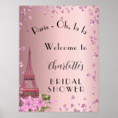 Bruidsfeest Paris roze Eiffeltoren welkom Poster (Voorkant)