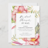 Bruidsfeest per post Roze bloemige waterverf Kaart (Voorkant)