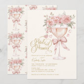 Bruidsfeest 'Petals And Prosecco' Roze Tuin Kaart (Voorkant / Achterkant)