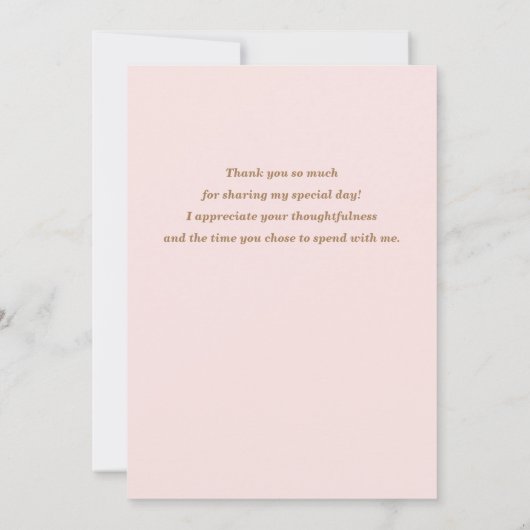 Bruidsfeest platte roze kwarts roze bedankkaart (Achterkant)