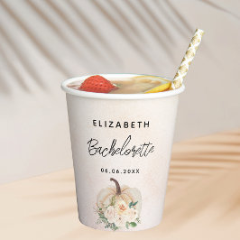 Bruidsfeest pompoen herfst crème roze goud papieren bekers