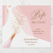 Bruidsfeest Pop de Kurk Blos Roze Sparkling Wijnetiket (Enkel label)