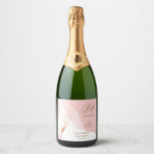 Bruidsfeest Pop de Kurk Blos Roze Sparkling Wijnetiket (Voorkant)