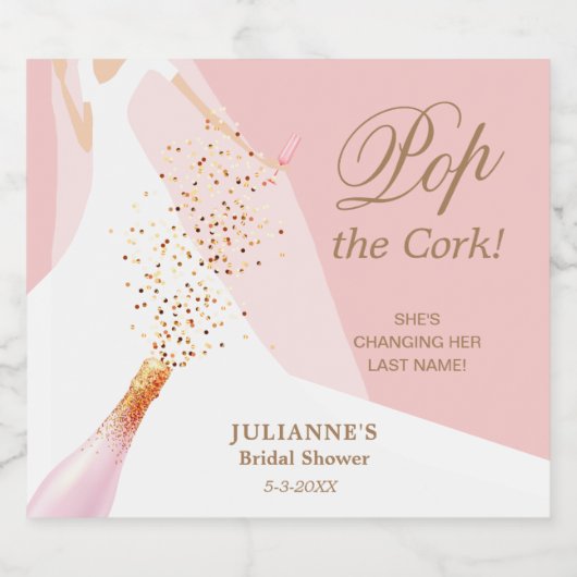 Bruidsfeest Pop de Kurk Roze Kwarts Sparkling Wijnetiket (Enkel label)