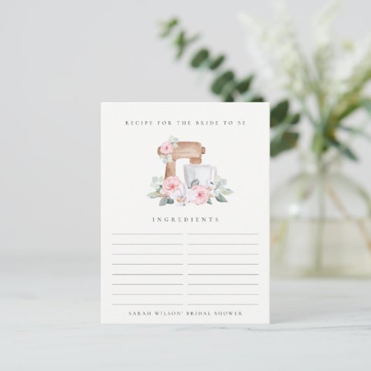 Bruidsfeest: Recept voor Blush Mixer Bloemen Briefkaart (Staand voorkant)