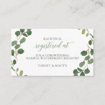 Bruidsfeest registratiekaarten Eucalyptus groenbla