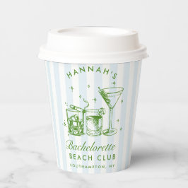 Bruidsfeest Retro Modern Blauw & Groen Gestreepte Papieren Bekers