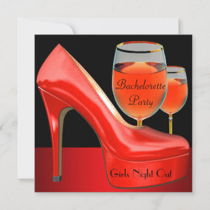 Bruidsfeest Rode Schoenen Hoge Hakken Wijn Glas Kaart