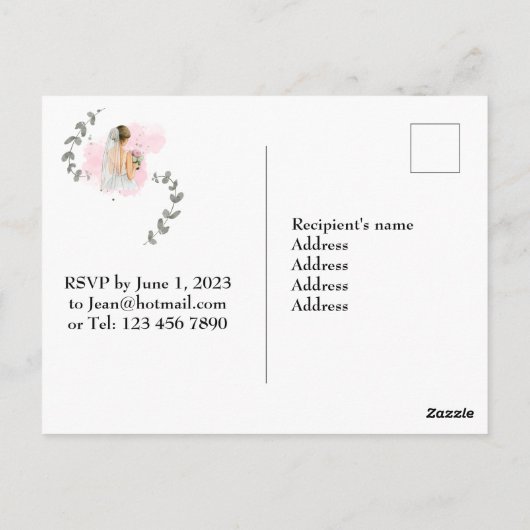 Bruidsfeest, romantisch bruidsthema briefkaart (Achterkant)