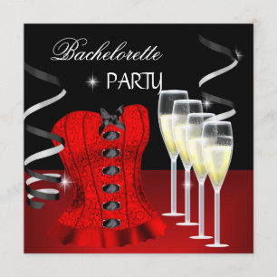 Bruidsfeest Rood korset Zwarte Champagne Kaart