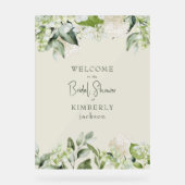 Bruidsfeest Roomcream Witte Hydrangea Welkom Acryl Bord (Voorkant)