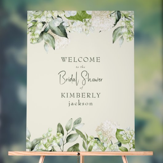 Bruidsfeest Roomcream Witte Hydrangea Welkom Acryl Bord (Neutraal)