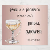 Bruidsfeest rose goud parels prosecco sparkling wijnetiket (Enkel label)