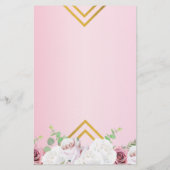 Bruidsfeest Roze Bloem Gouden Lijst Uitnodiging Briefpapier (Achterkant)