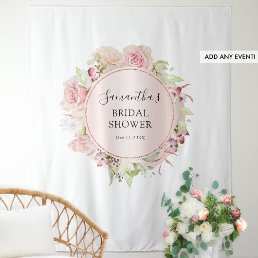 Bruidsfeest Roze Bloemen Foto Achtergrond Wandkleed