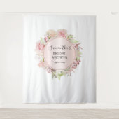 Bruidsfeest Roze Bloemige Foto Achtergrond Wandkleed (Voorkant)